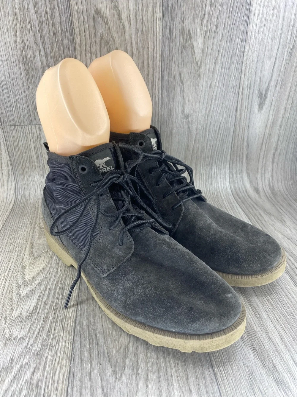 Sorel Men's Black Suede Lace-Up Boots with Tan Sole